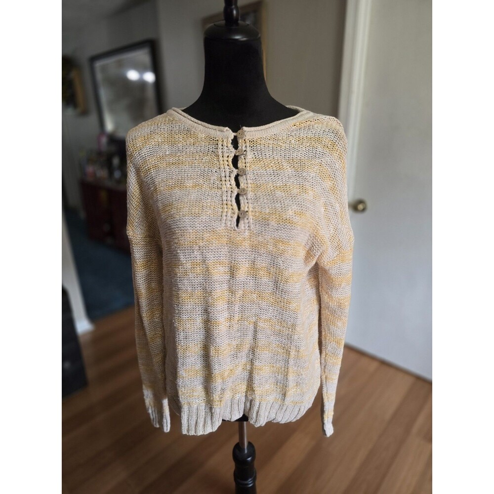 Maurices Yellow And Cream Striped Sweater Size L